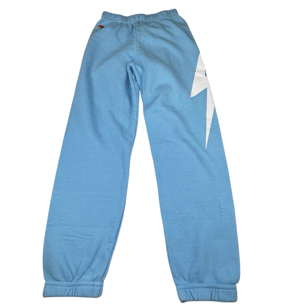 SOLD !!!!!! Lightning Bolt Sweatpants Girl's 10 Blue Cotton Jogger Stretch